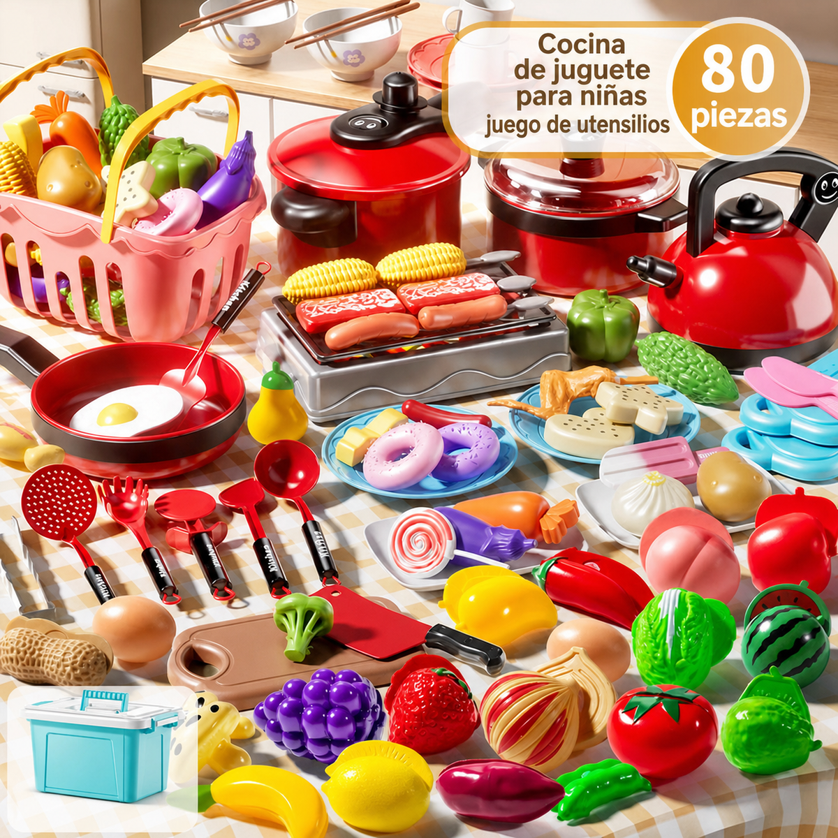 Cocina de juguete para niñas set de utensilios