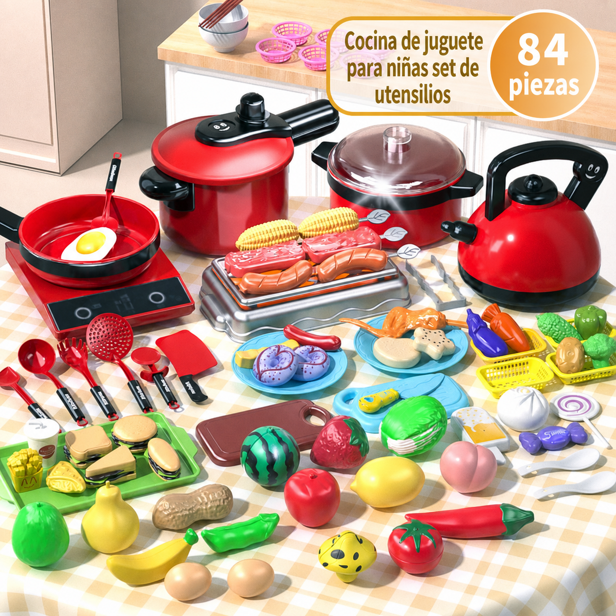 Cocina de juguete para niñas set de utensilios