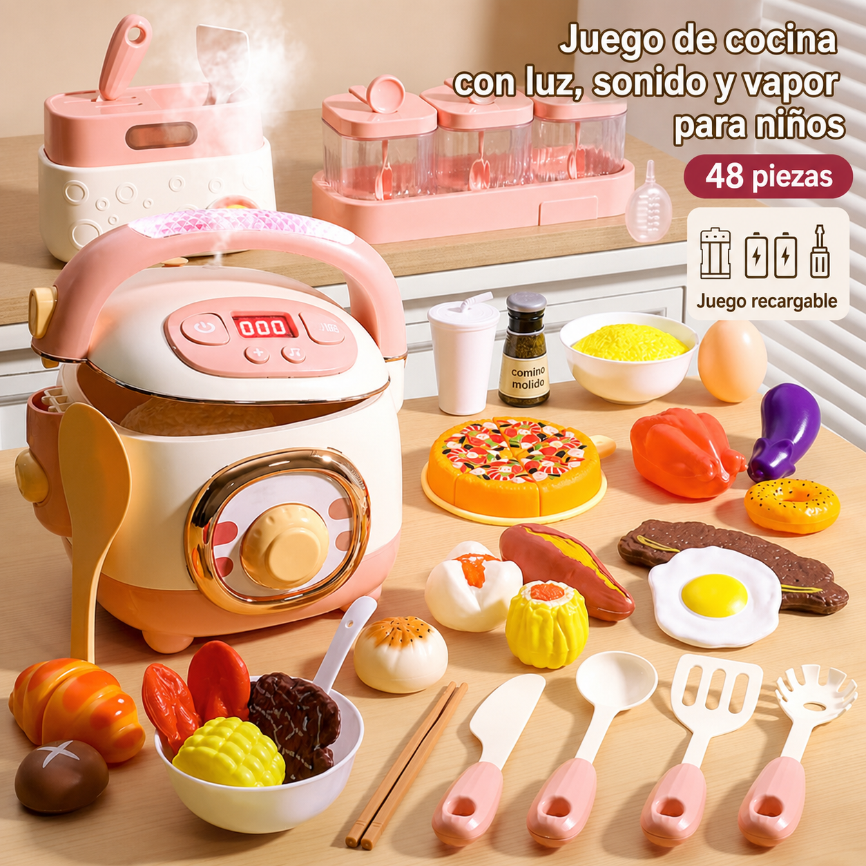 Cocina de Juguete con Luz, Sonido para Niños - 8