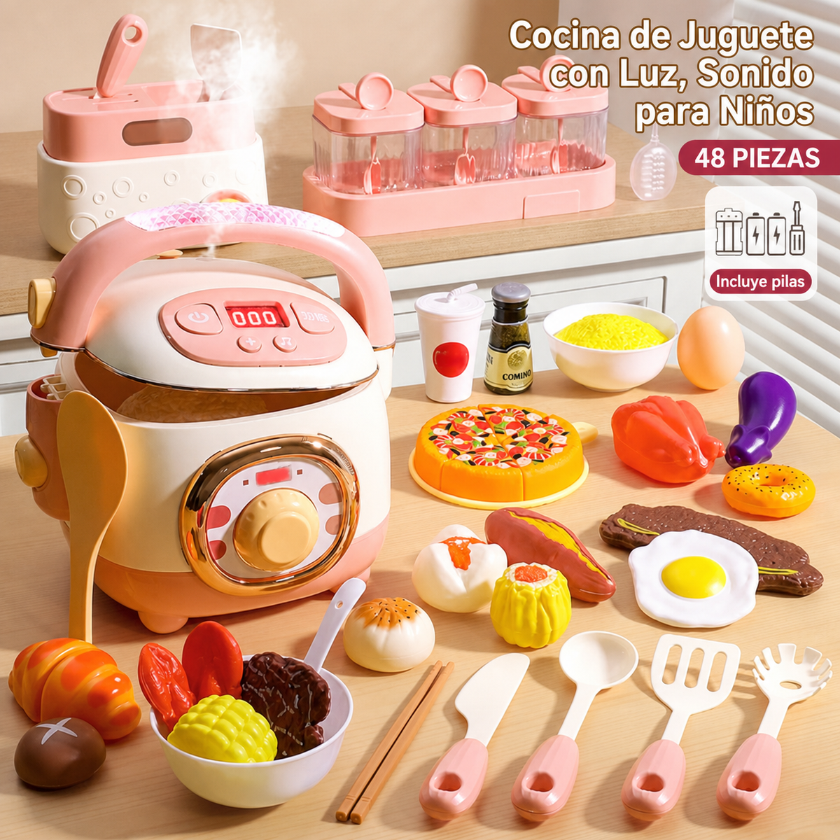 Cocina de Juguete con Luz, Sonido para Niños