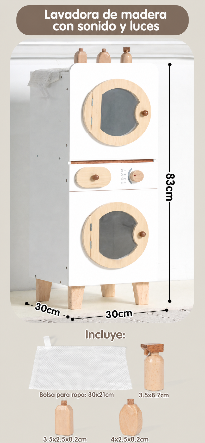 Cocina de Juguete de Madera con Luz y Sonido para Niños - 6