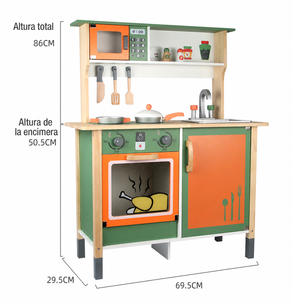 Cocina de Juguete de Madera con Luz y Sonido para Niños