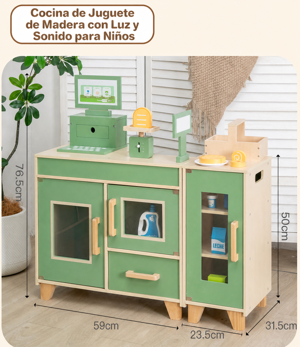 Cocina de Juguete de Madera con Luz y Sonido para Niños