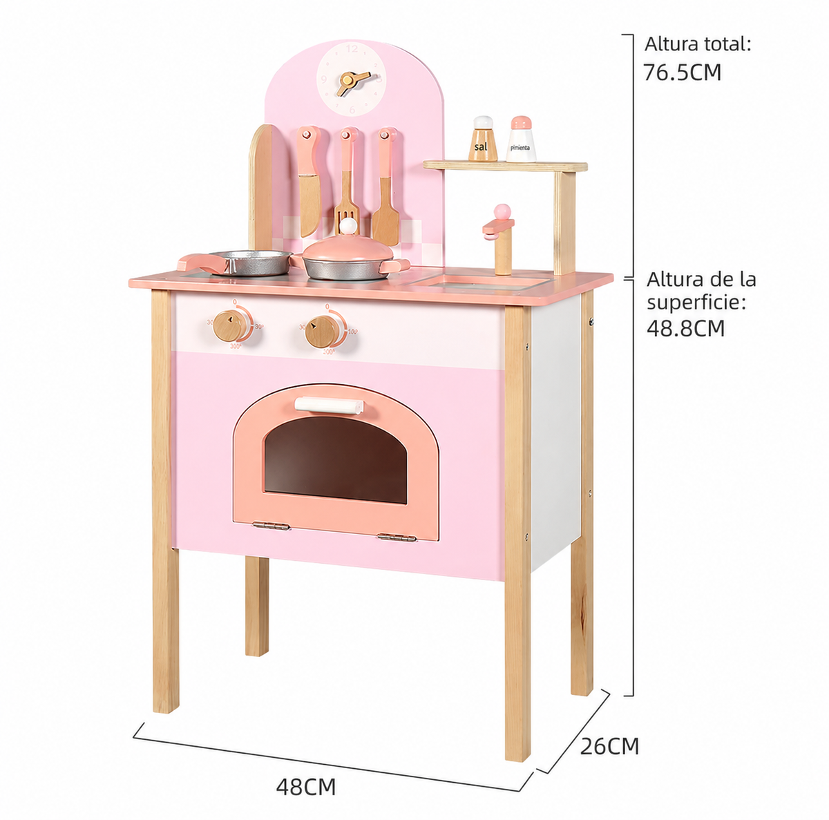 Cocina de Juguete de Madera con Luz y Sonido para Niños
