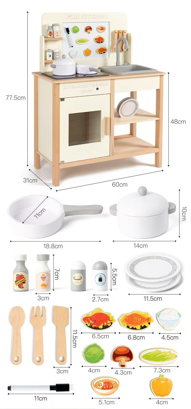 Cocina de Juguete de Madera con Luz y Sonido para Niños