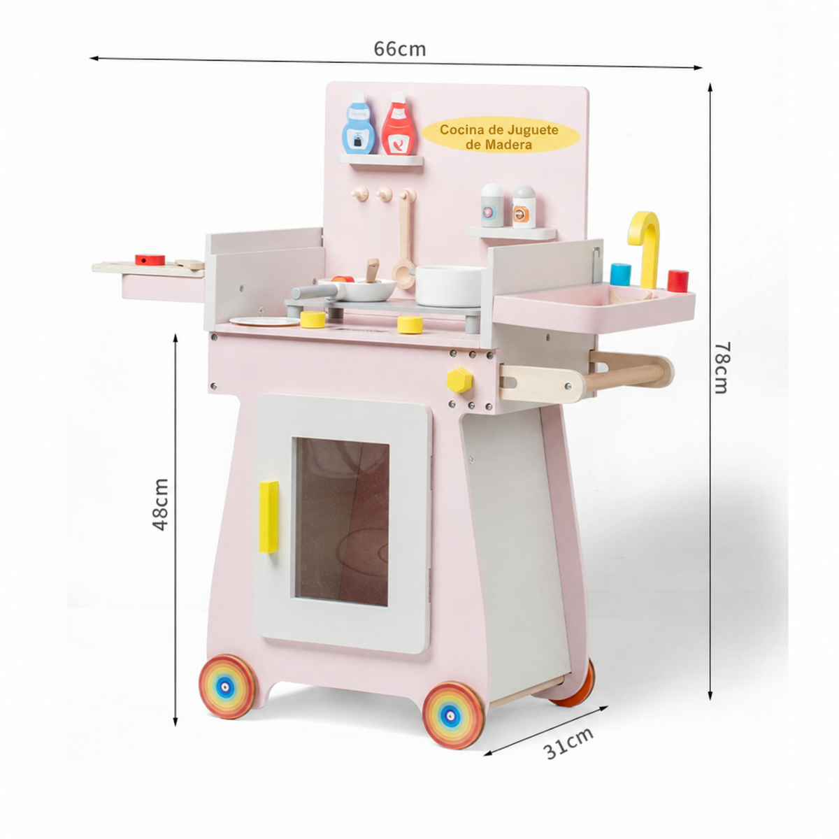 Cocina de Juguete de Madera con Luz y Sonido para Niños
