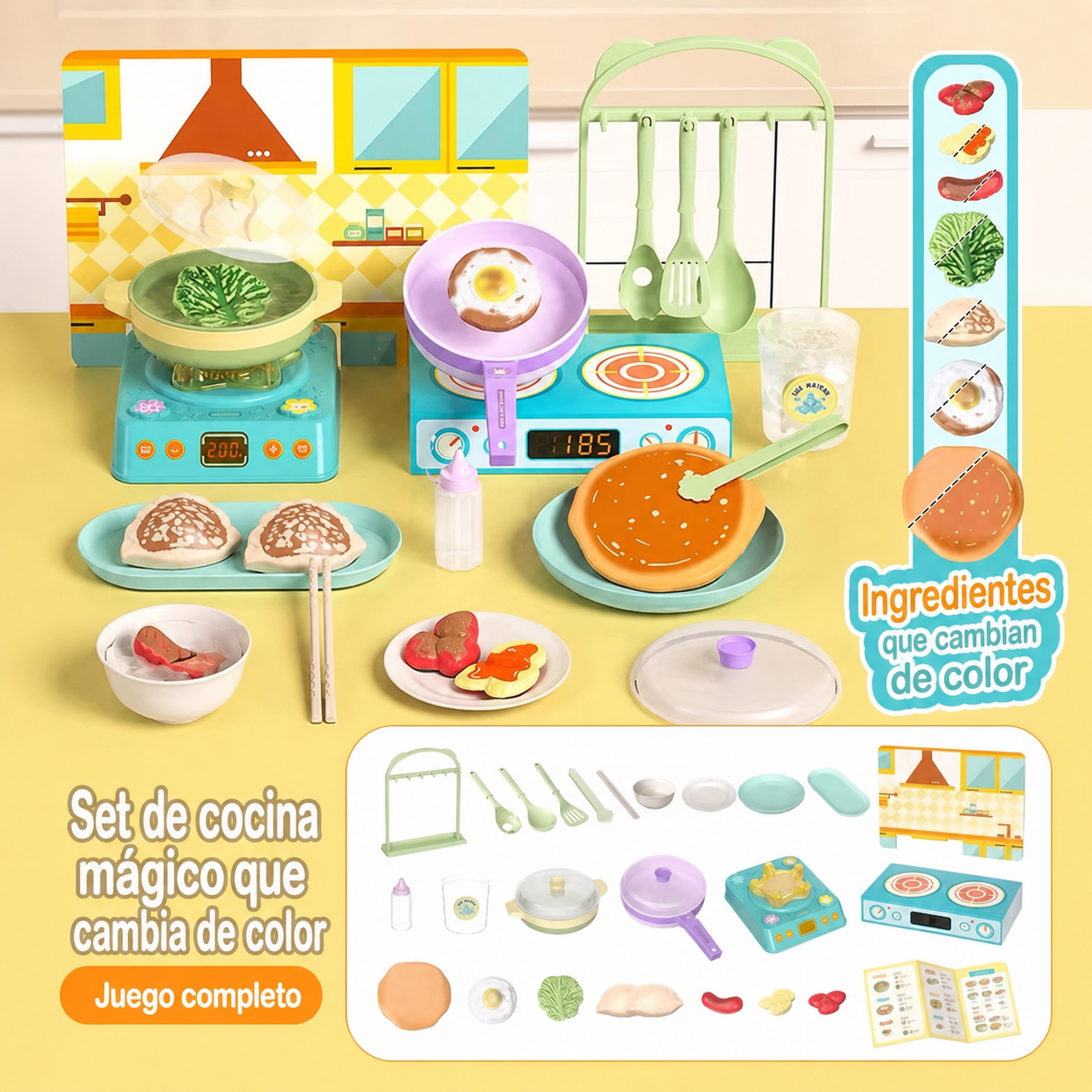 Juego de Cocina Mágico que Cambia de Color para Niños - 6