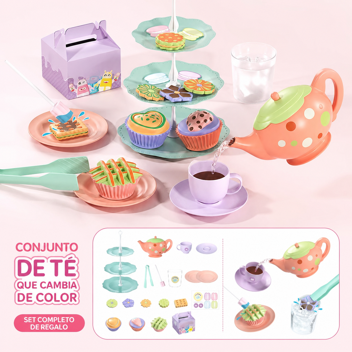 Juego de Cocina Mágico que Cambia de Color para Niños