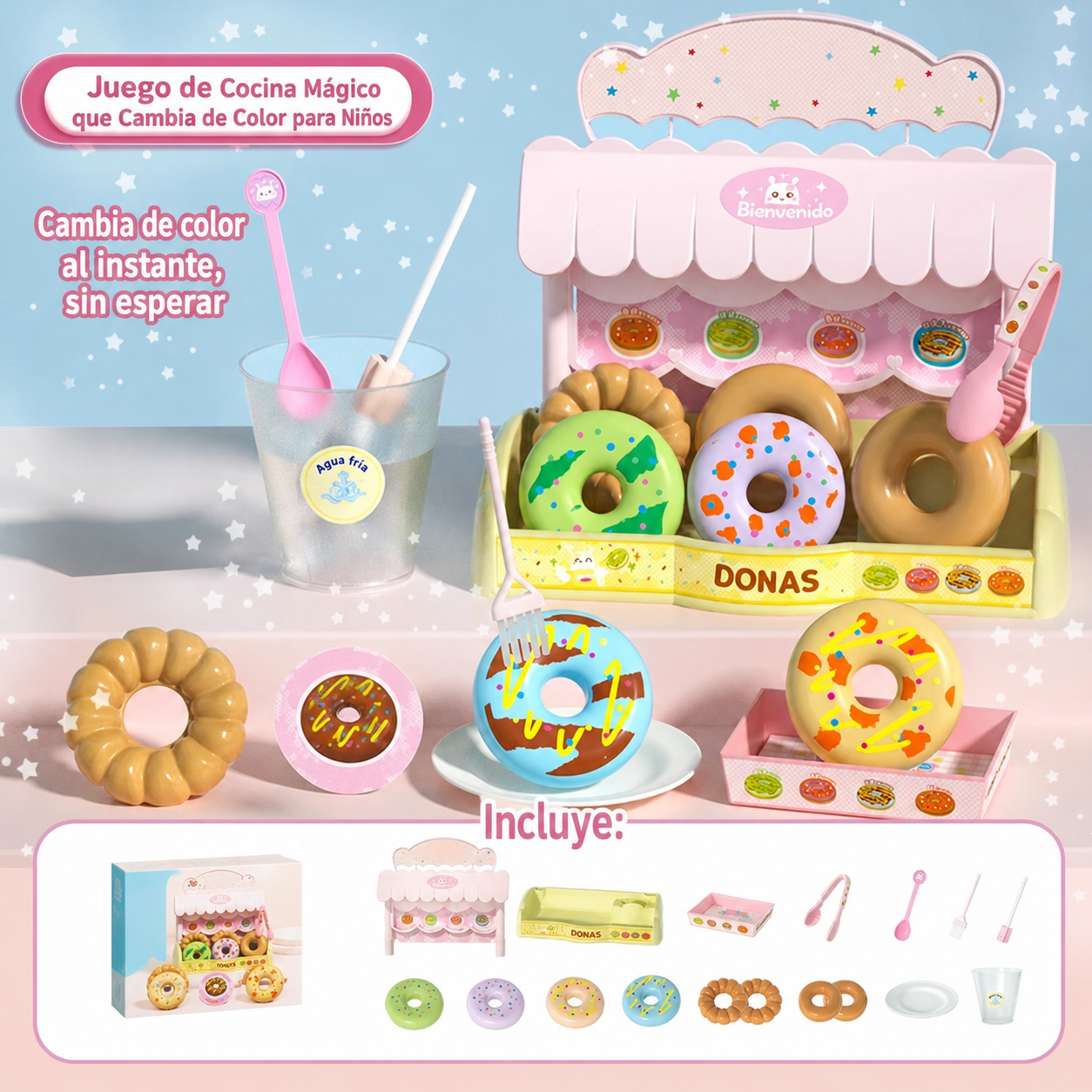 Juego de Cocina Mágico que Cambia de Color para Niños