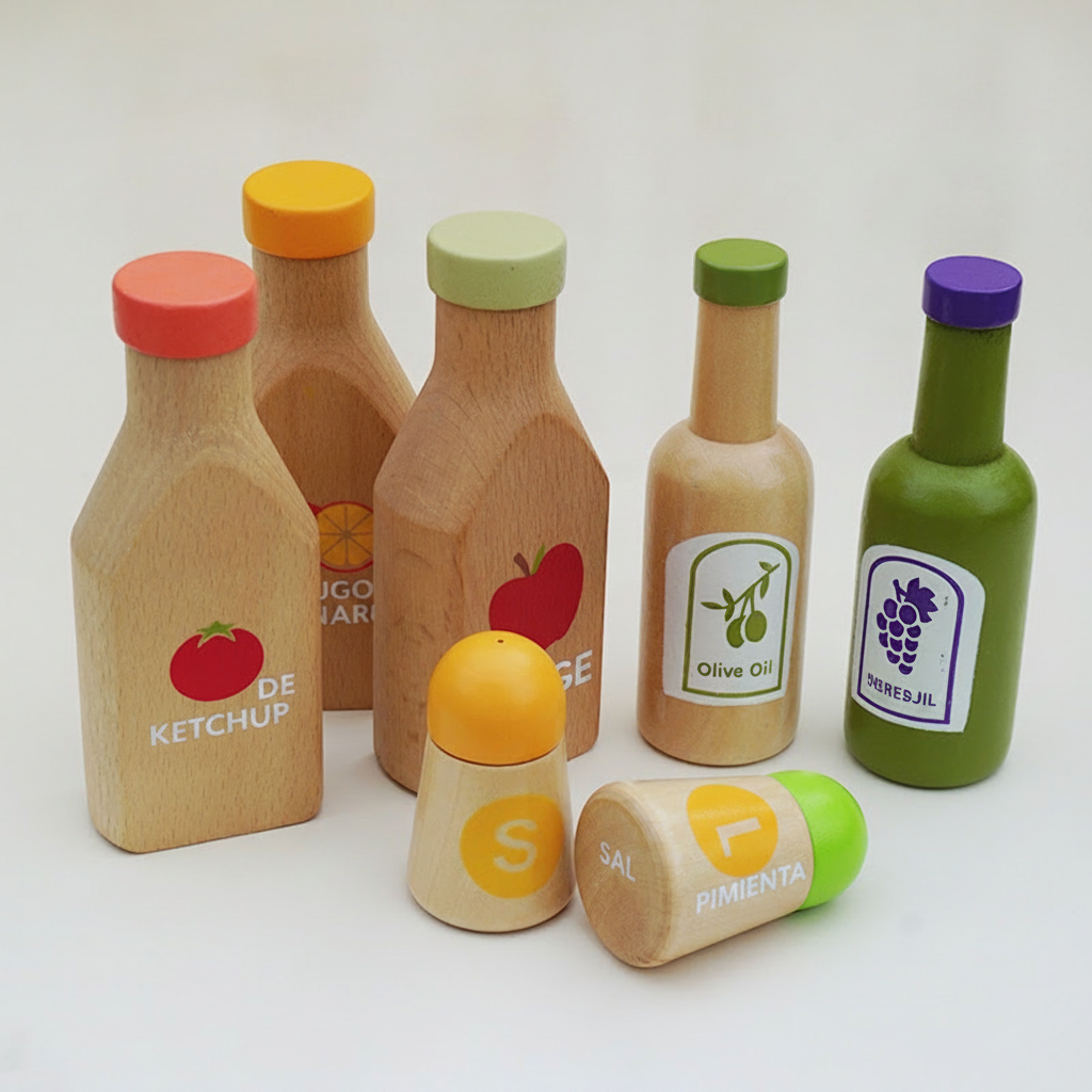 Botellas de cocina de madera juego de roles niños - 1