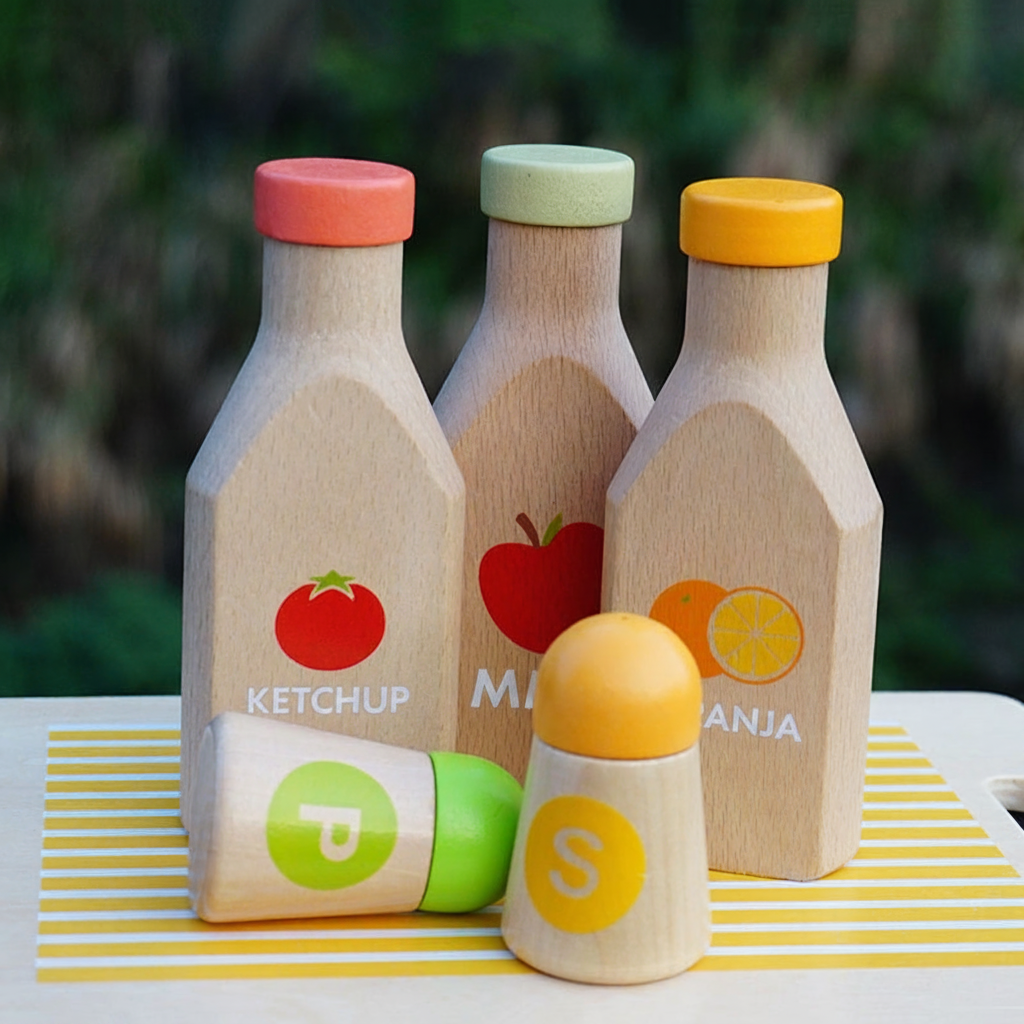 Botellas de cocina de madera juego de roles niños - 2