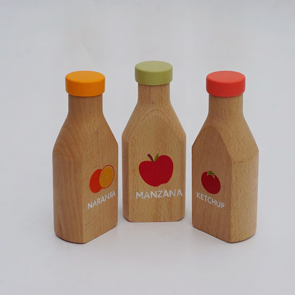 Botellas de cocina de madera juego de roles niños - 3