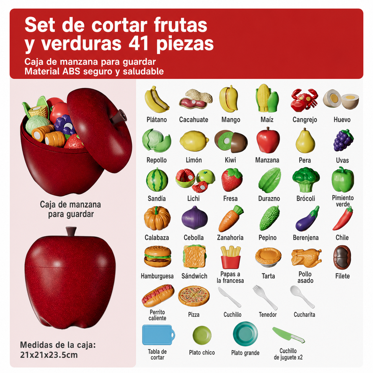 Juguete de cortar frutas y verduras para niños 3-6 años