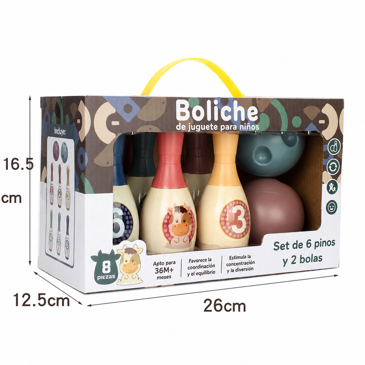 Boliche de Juguete para Niños Set 6 Pinos y 2 Bolas - 10