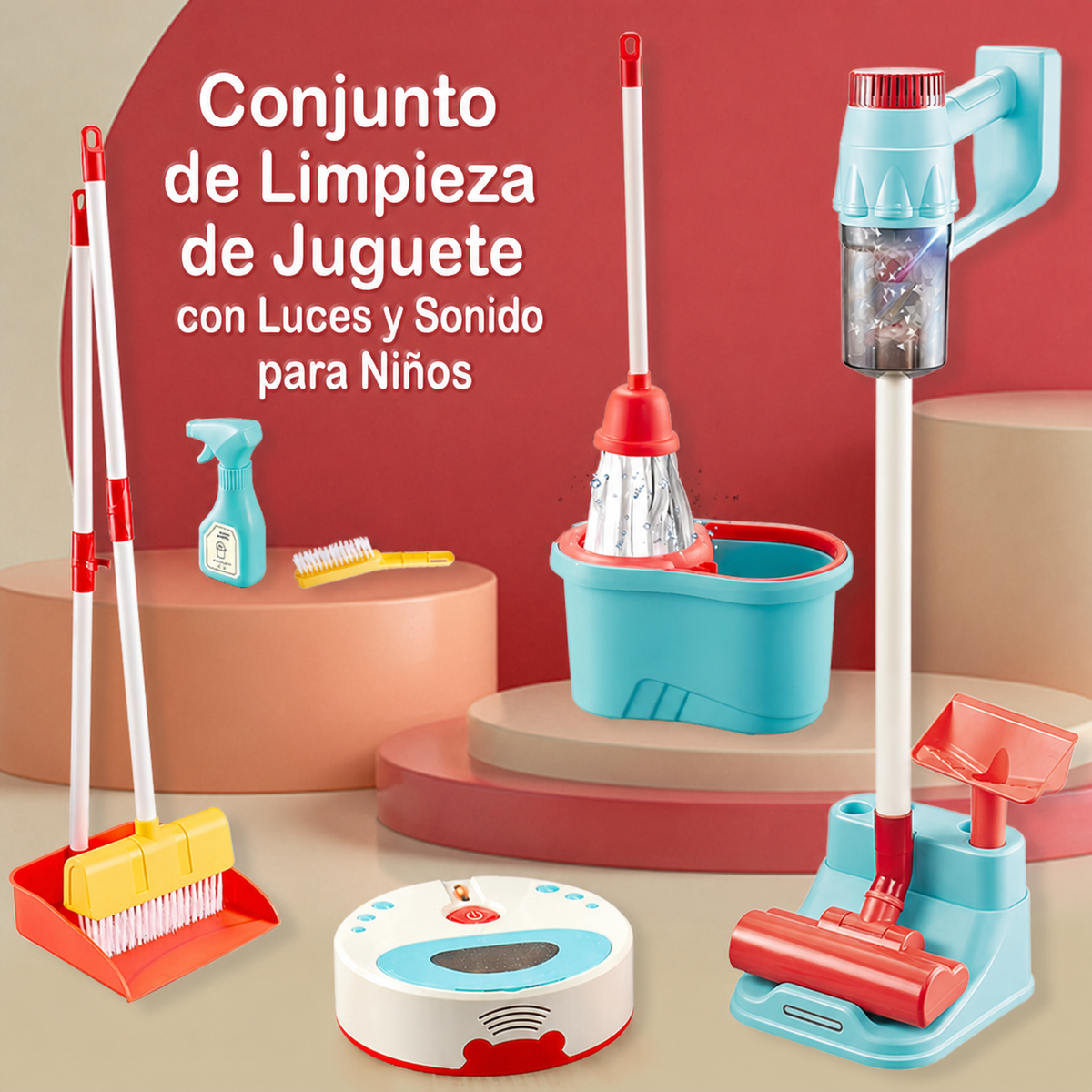 Set de Limpieza de Juguete con Luces y Sonido para Niños - 1