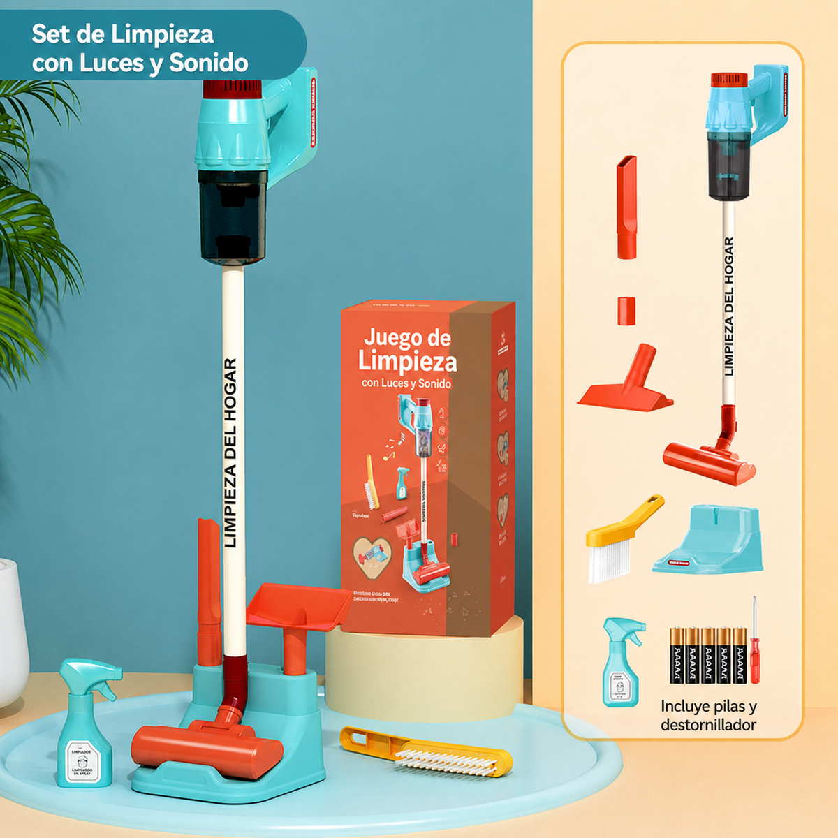 Set de Limpieza de Juguete con Luces y Sonido para Niños - 9