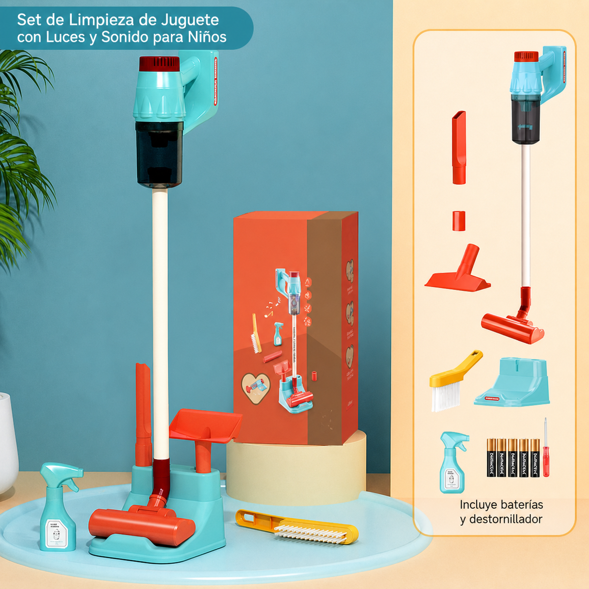 Set de Limpieza de Juguete con Luces y Sonido para Niños