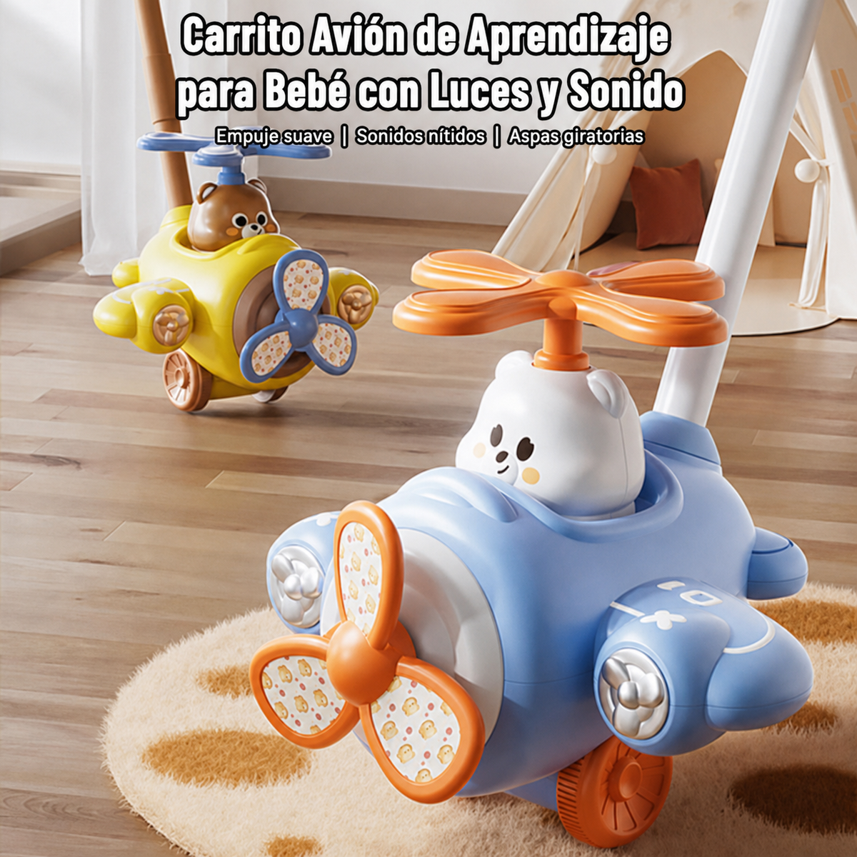 Carrito Avión de Aprendizaje para Bebé con Luces y Sonido - 3