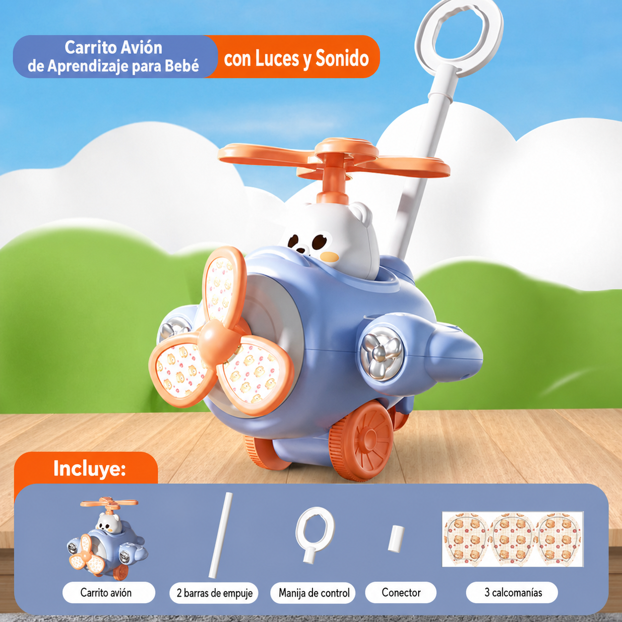 Carrito Avión de Aprendizaje para Bebé con Luces y Sonido - 6
