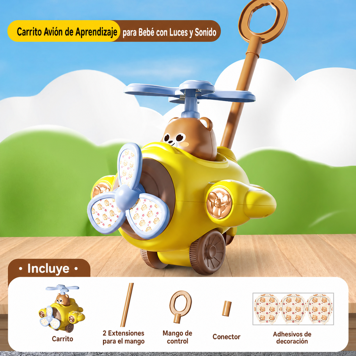 Carrito Avión de Aprendizaje para Bebé con Luces y Sonido