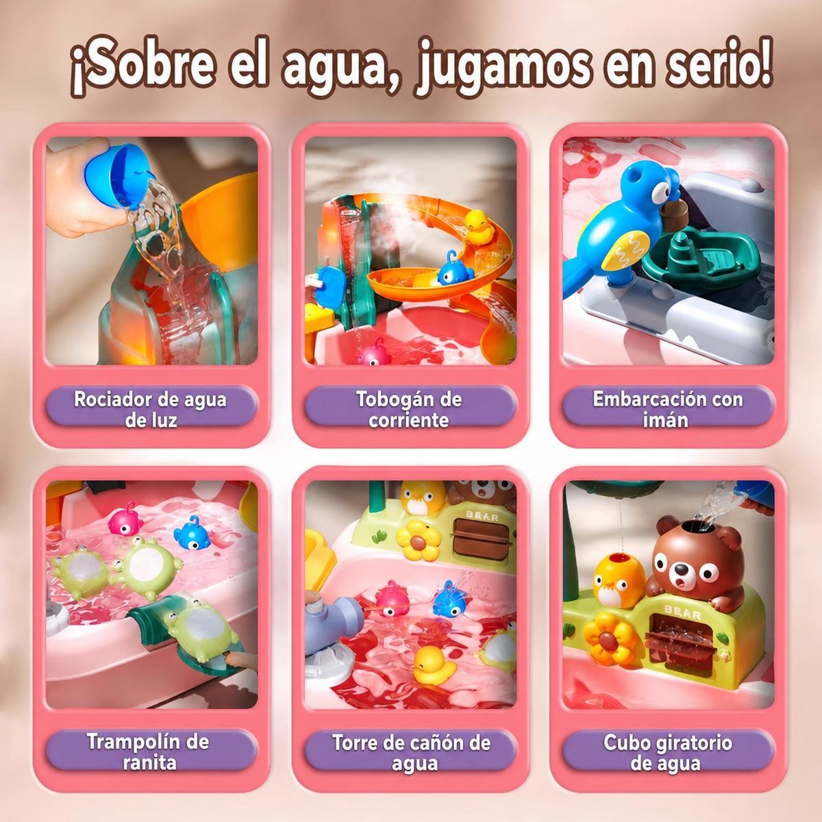 Mesa de agua multijuegos para niños – Parque acuático - 2