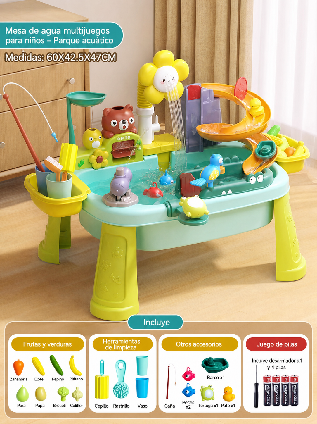 Mesa de agua multijuegos para niños – Parque acuático - 6