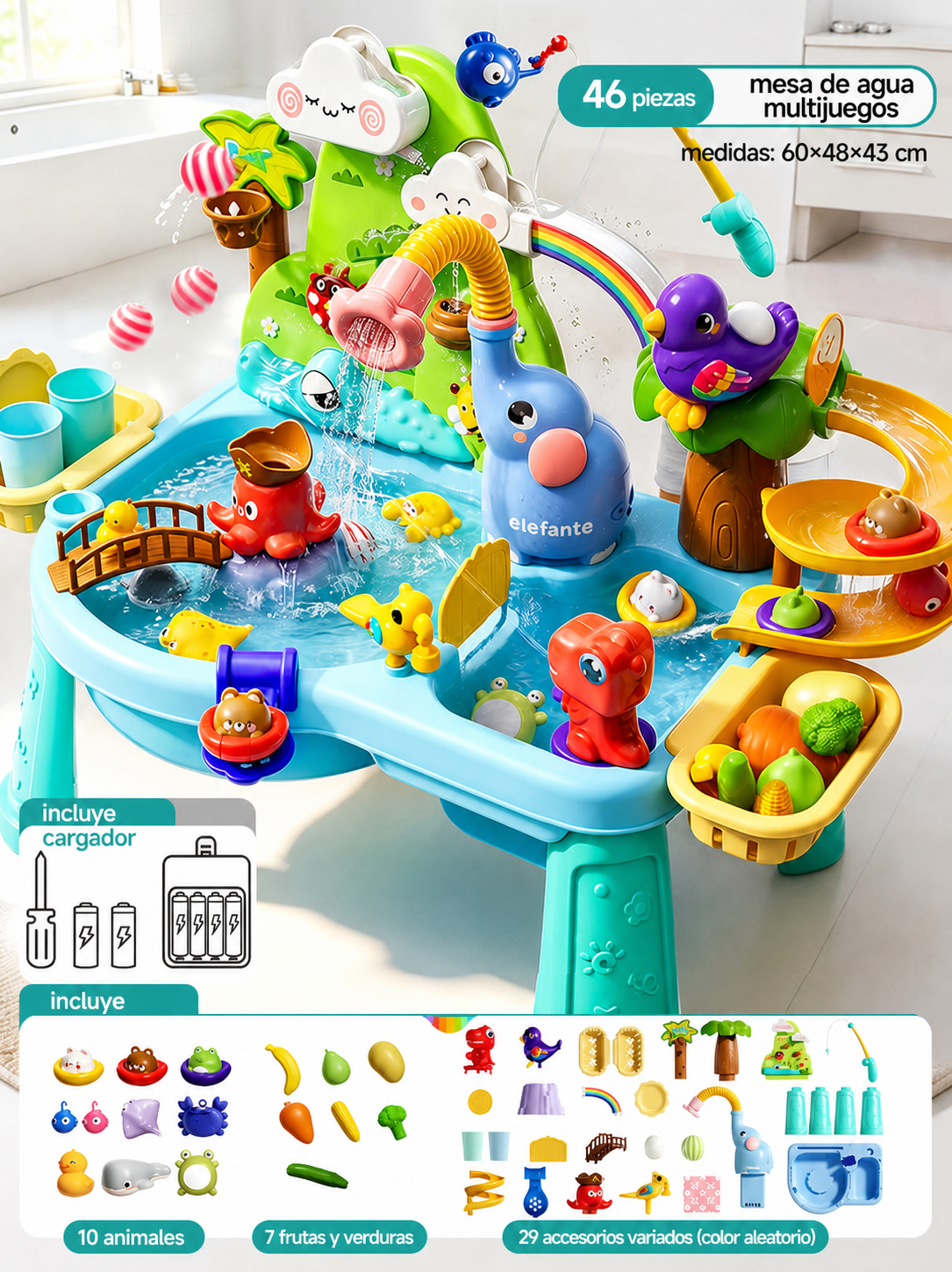 Mesa de agua multijuegos para niños – Parque acuático - 8