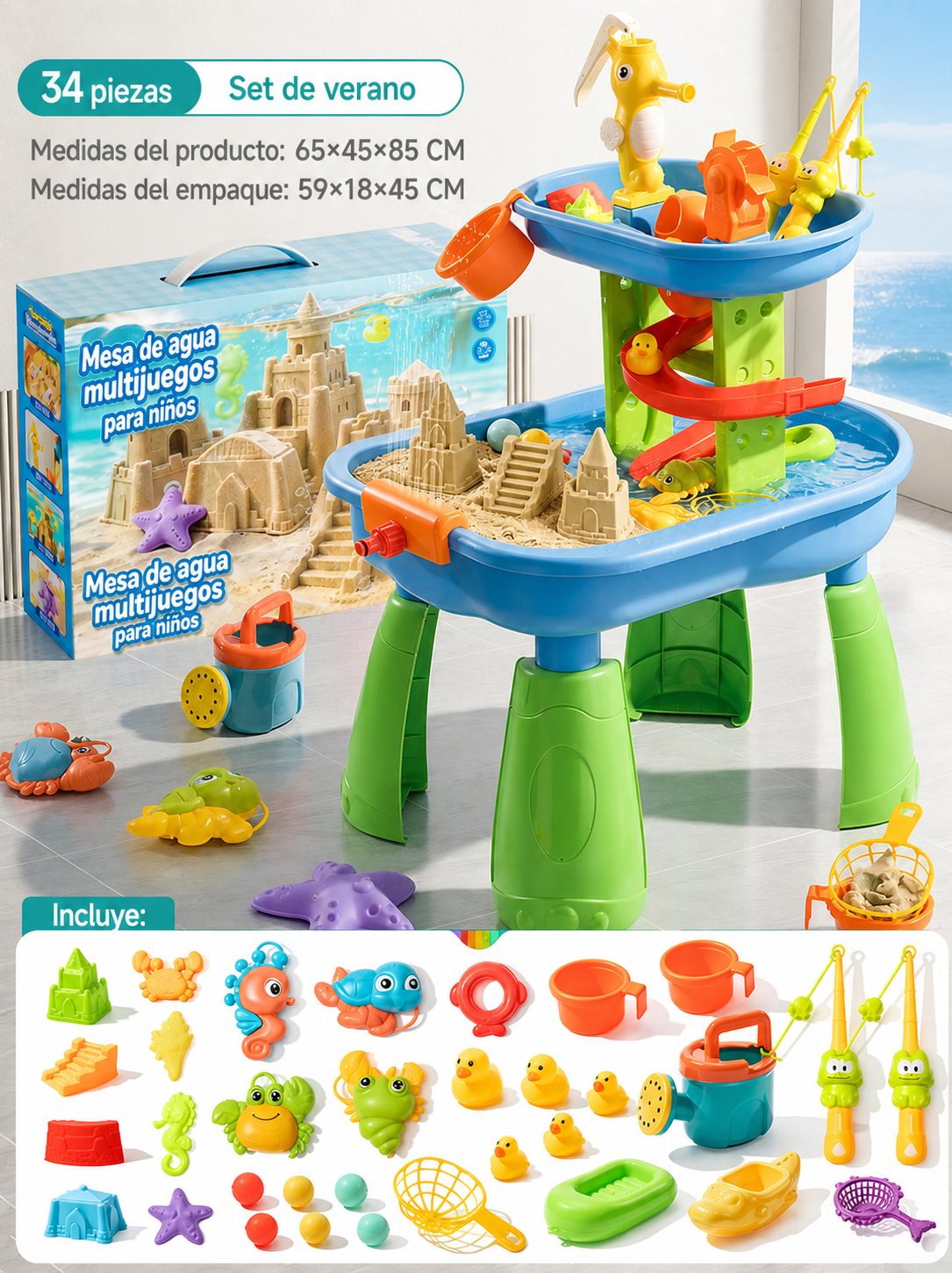 Mesa de agua multijuegos para niños – Parque acuático - 10