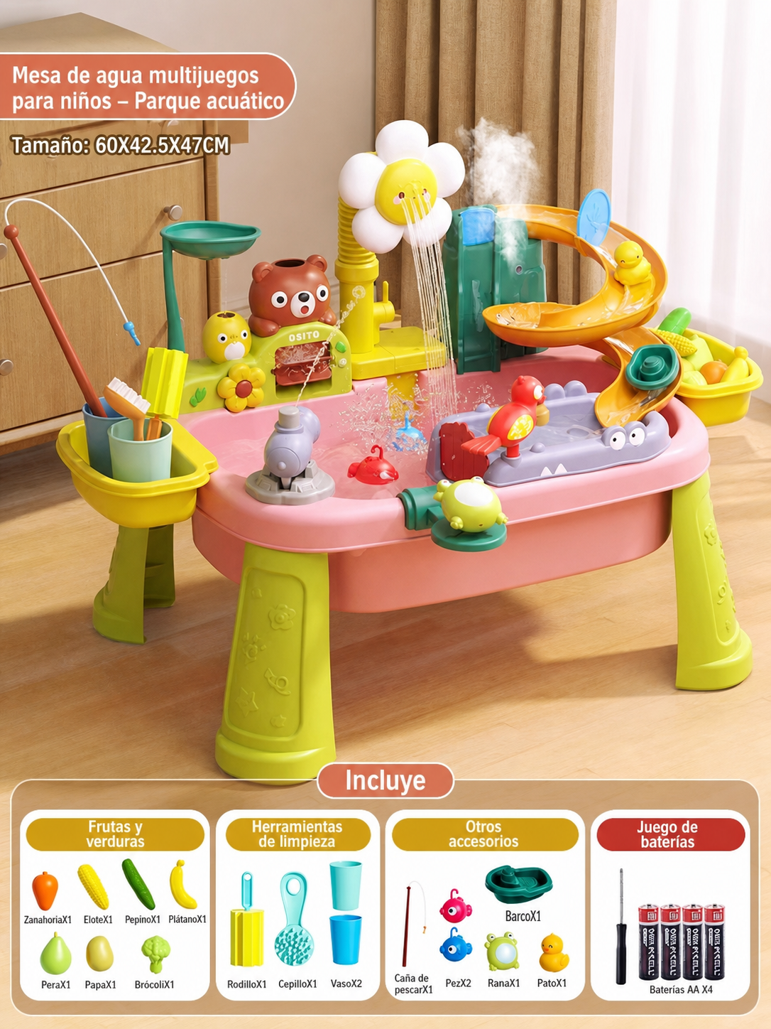 Mesa de agua multijuegos para niños – Parque acuático