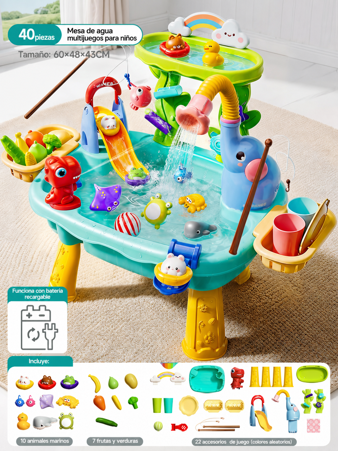 Mesa de agua multijuegos para niños – Parque acuático
