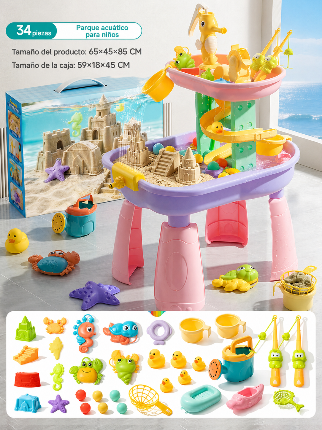 Mesa de agua multijuegos para niños – Parque acuático