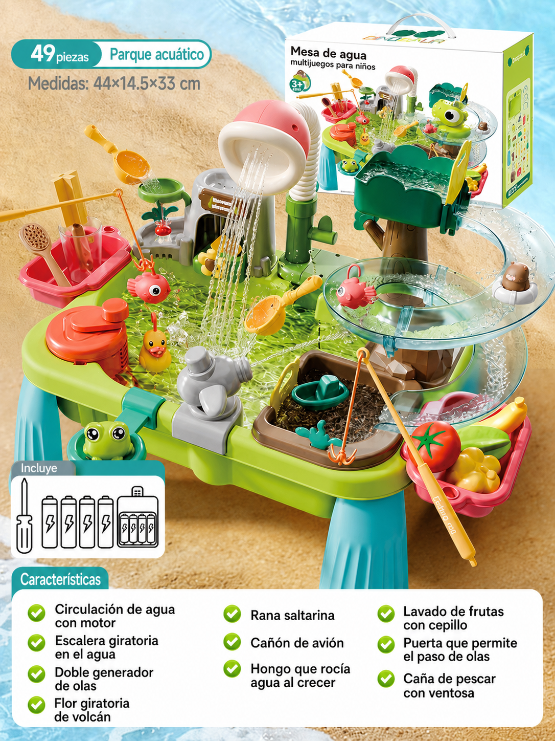 Mesa de agua multijuegos para niños – Parque acuático