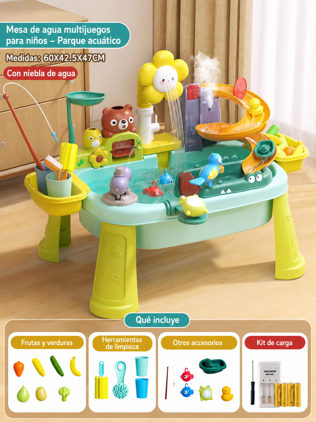 Mesa de agua multijuegos para niños – Parque acuático