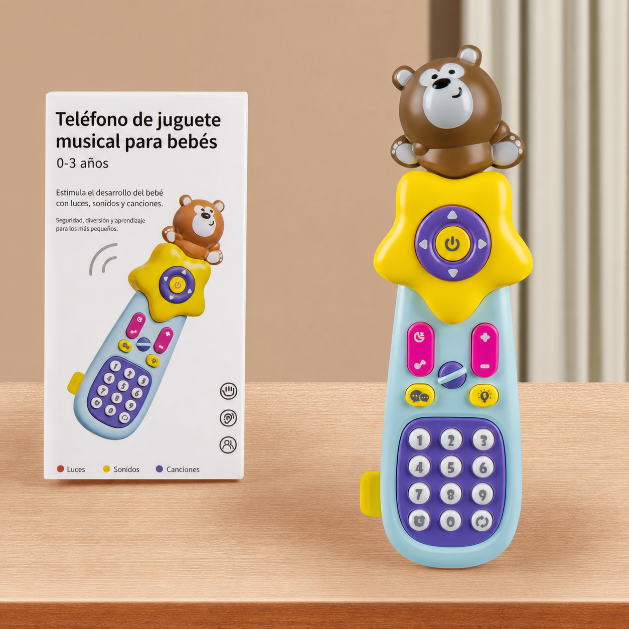 Teléfono de juguete musical para bebés 0-3 años