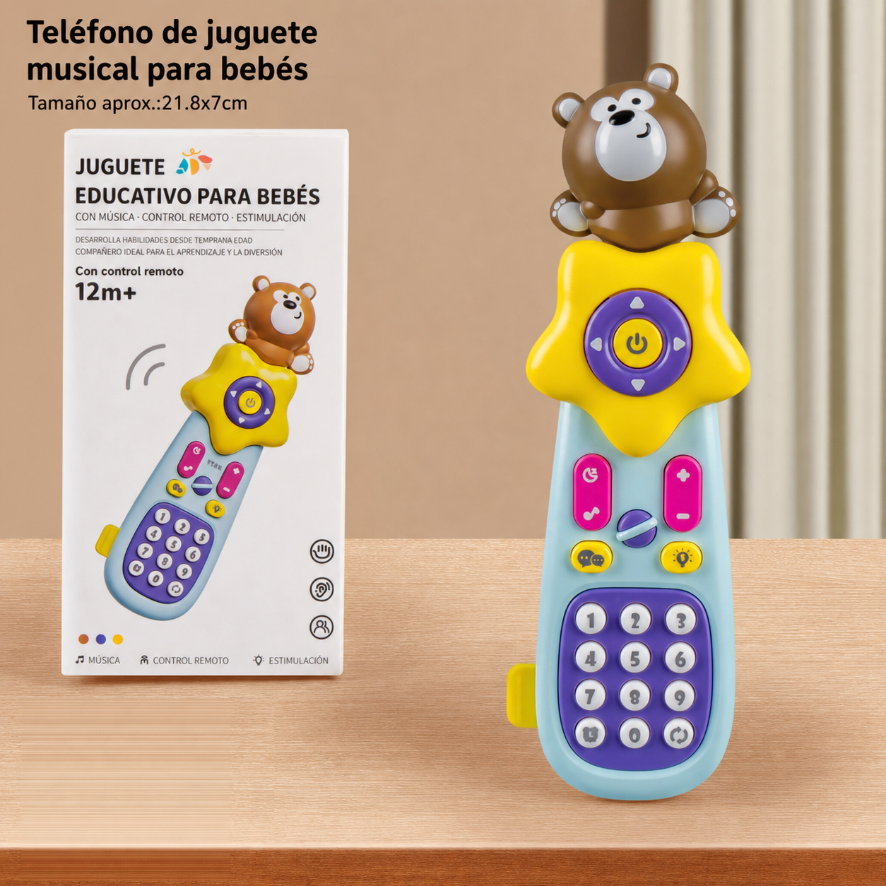 Teléfono de juguete musical para bebés 0-3 años