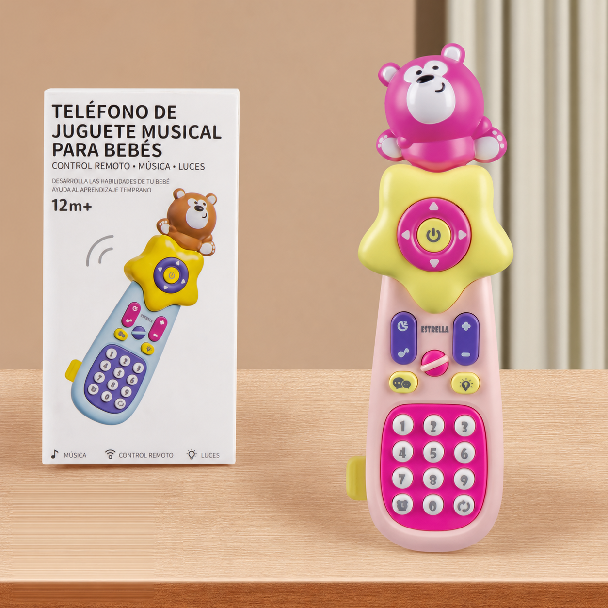 Teléfono de juguete musical para bebés 0-3 años