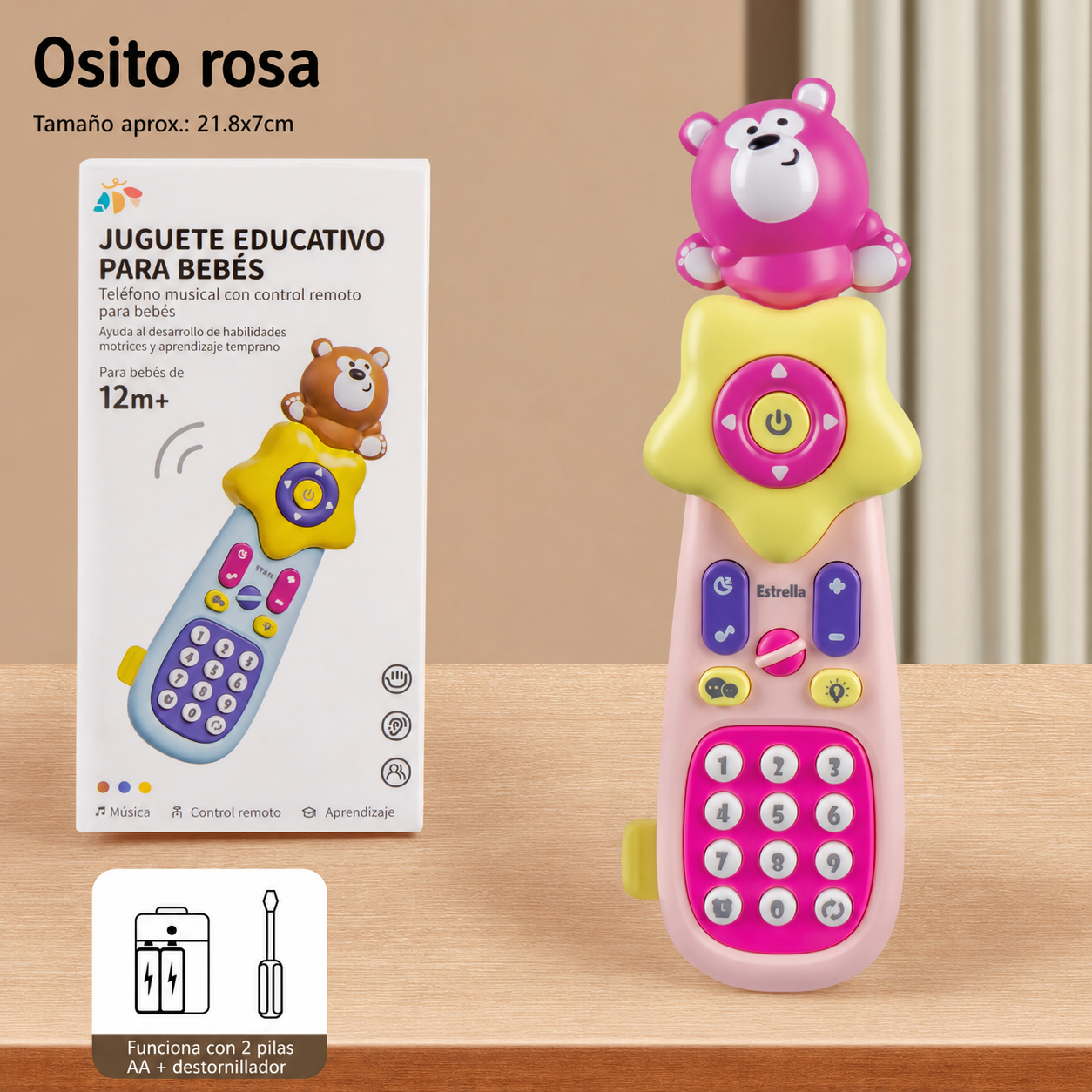 Teléfono de juguete musical para bebés 0-3 años
