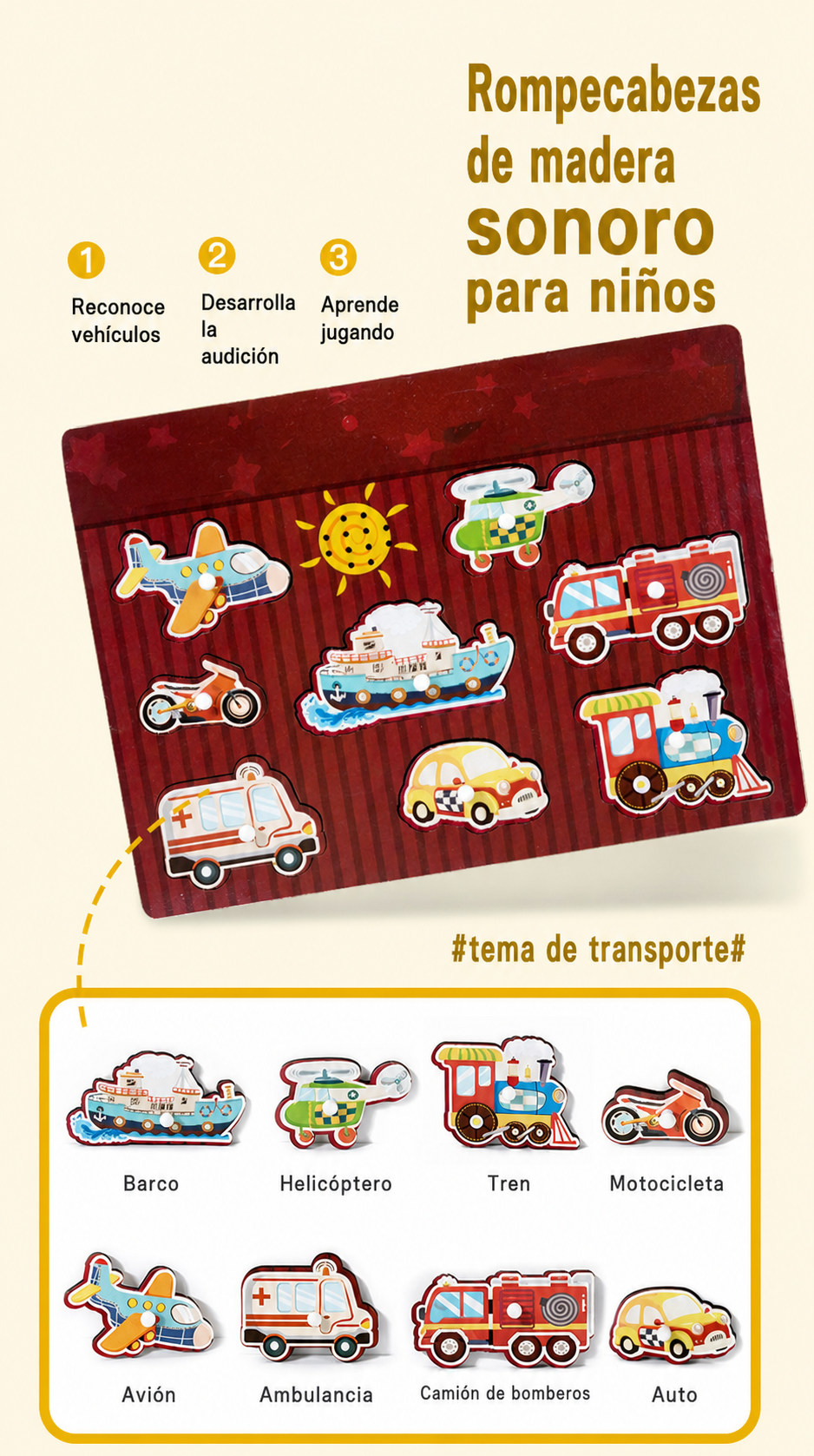 Rompecabezas de madera sonoro para niños 4-6 años - 13