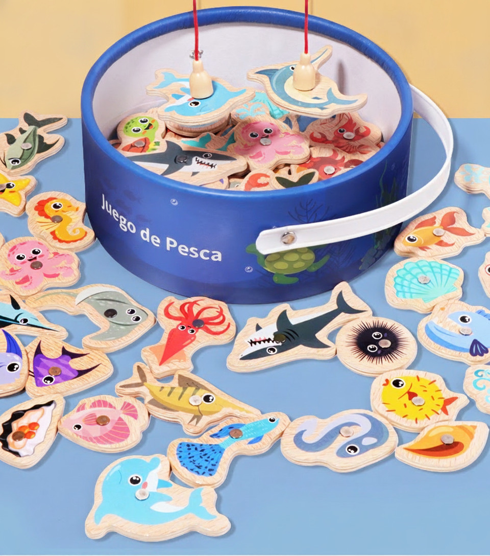 Juego de Pesca Magnético de Madera para Niños - 12