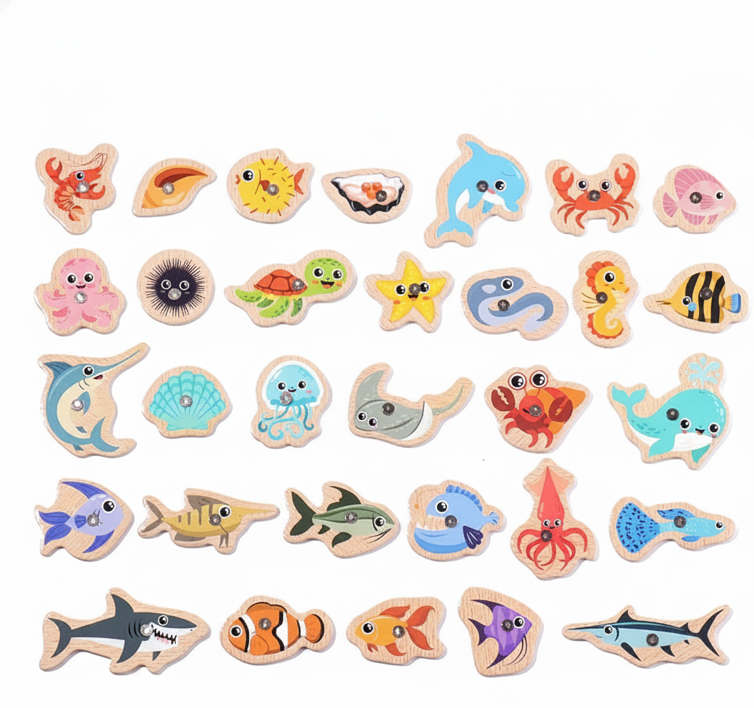 Juego de Pesca Magnético de Madera para Niños - 14
