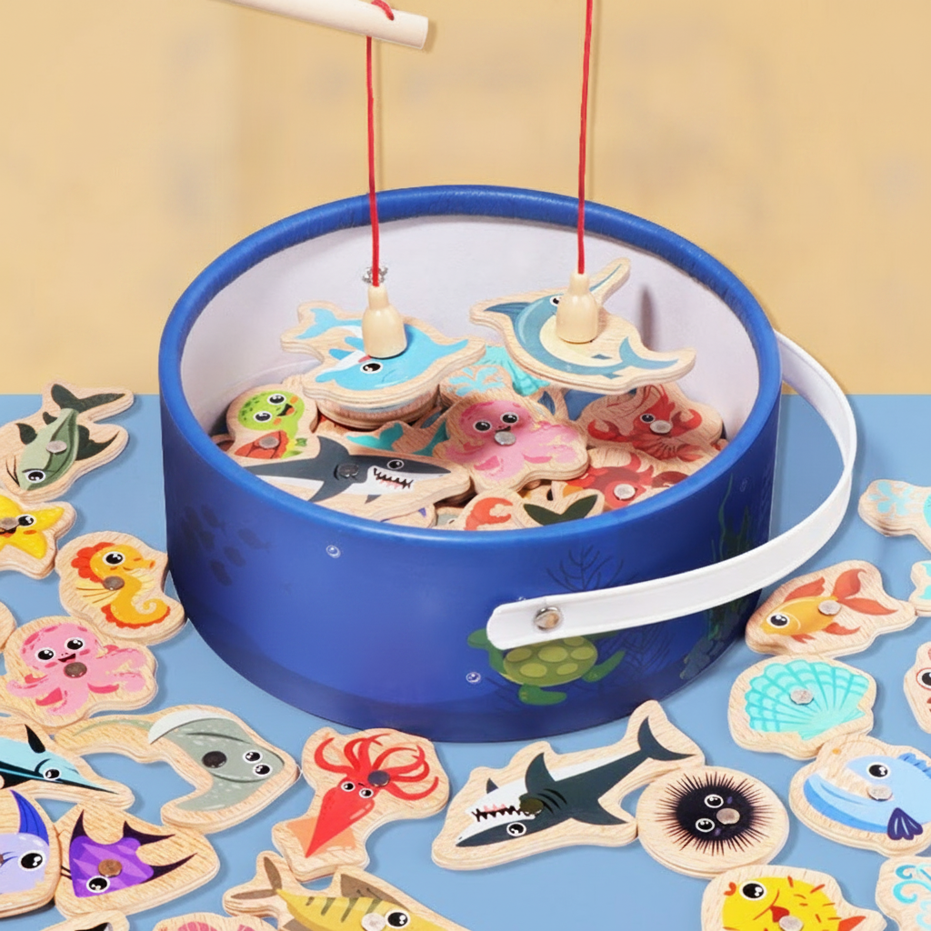 Juego de Pesca Magnético de Madera para Niños - 4