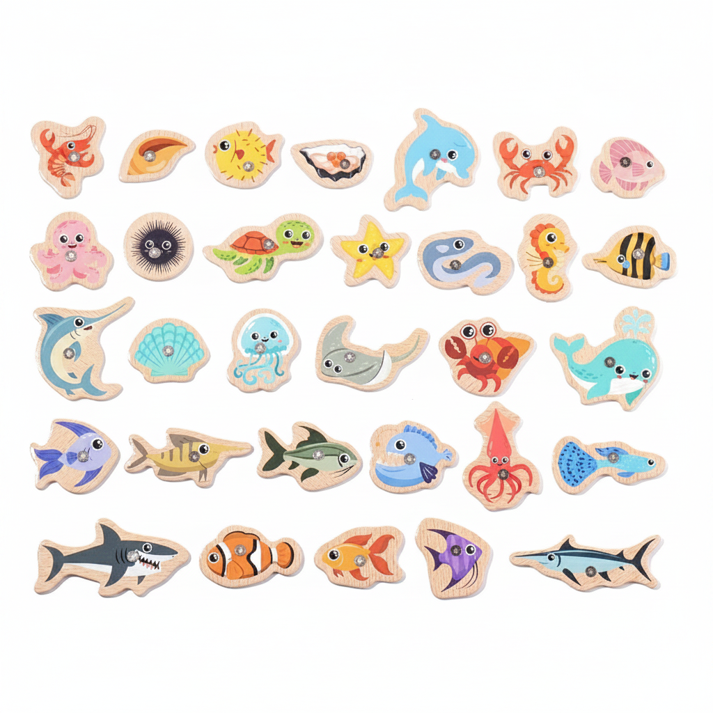 Juego de Pesca Magnético de Madera para Niños - 5