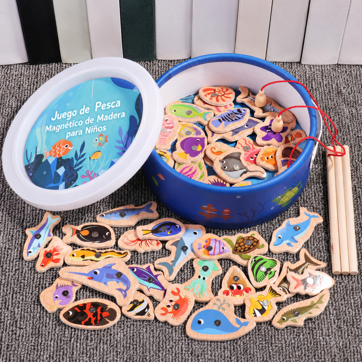 Juego de Pesca Magnético de Madera para Niños