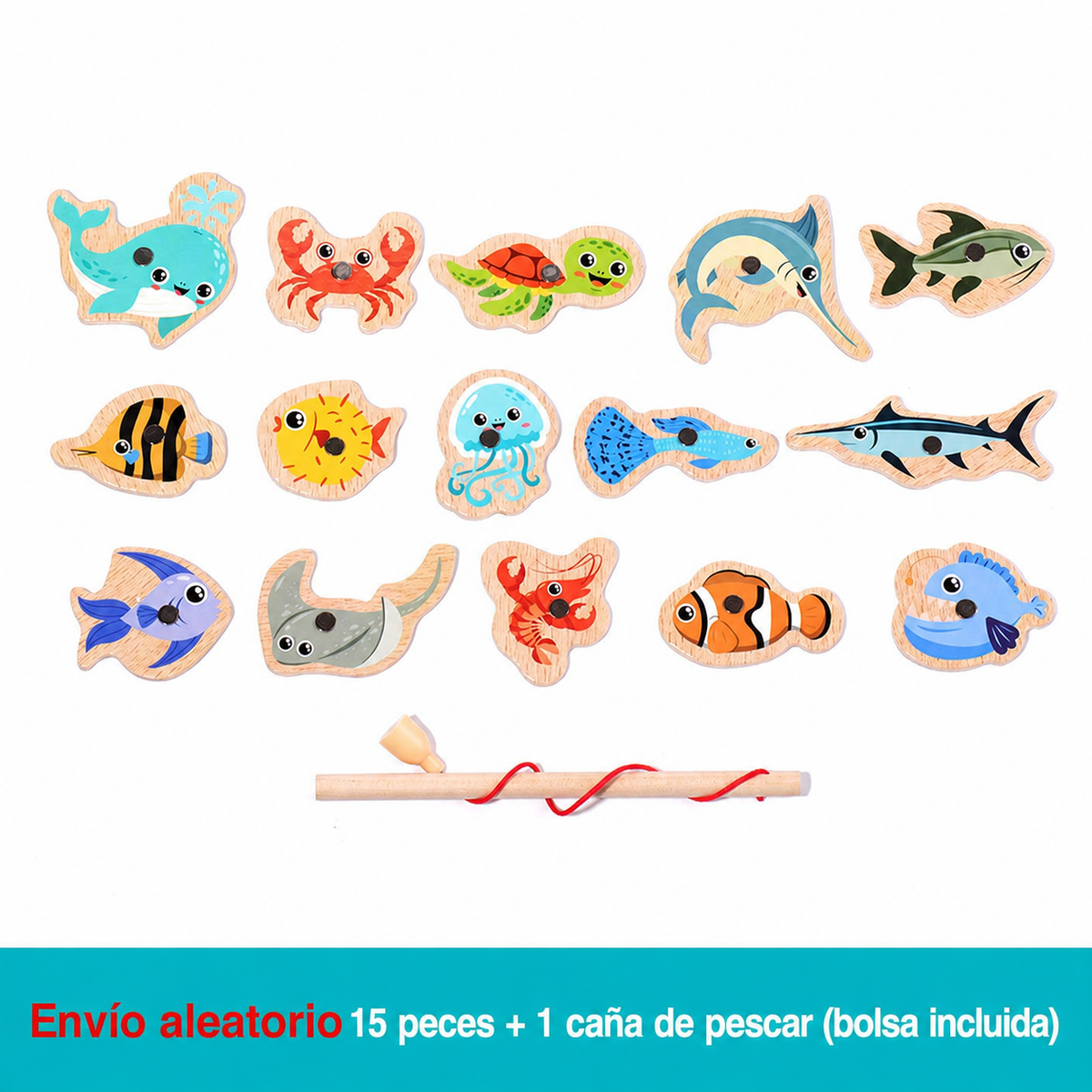 Juego de Pesca Magnético de Madera para Niños