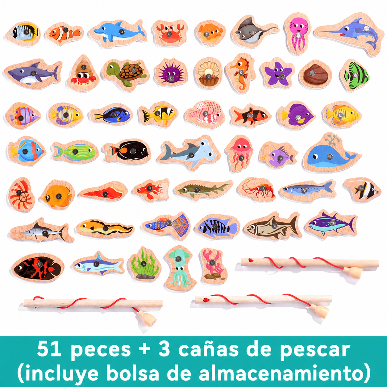 Juego de Pesca Magnético de Madera para Niños