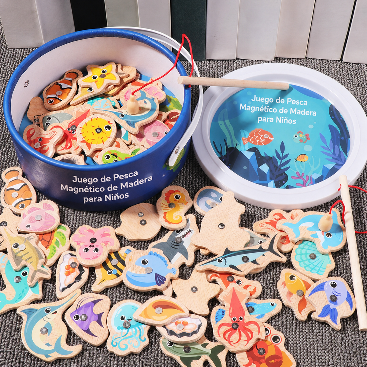 Juego de Pesca Magnético de Madera para Niños
