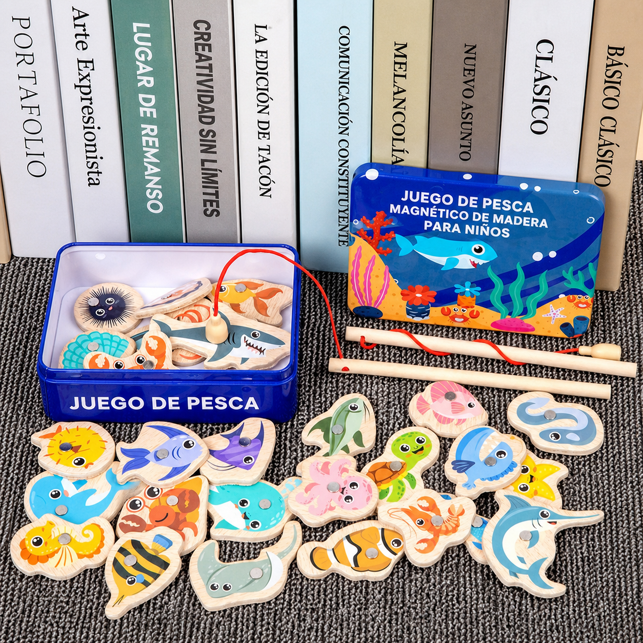 Juego de Pesca Magnético de Madera para Niños