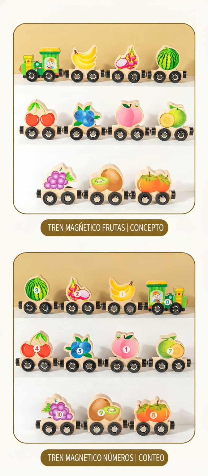 Tren de madera magnético con números para bebés - 12