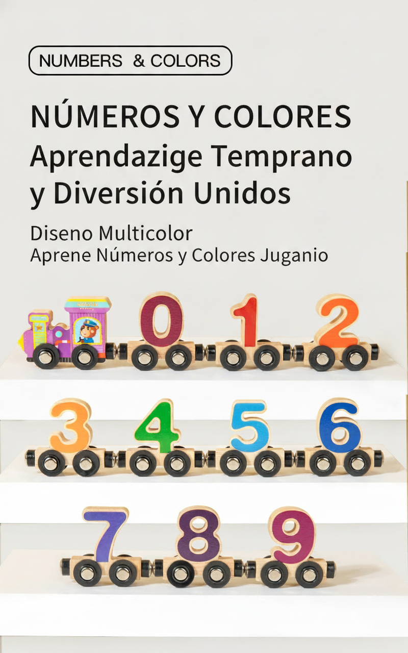 Tren de madera magnético con números para bebés - 13
