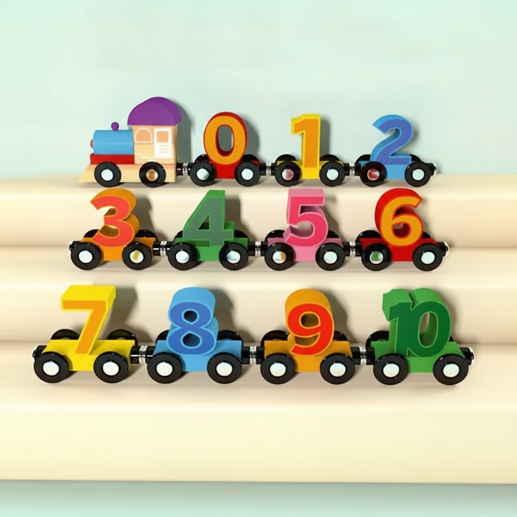 Tren de madera magnético con números para bebés - 3